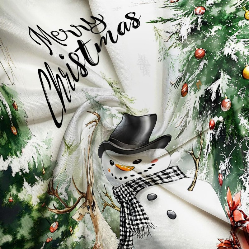MZYZAF Farmhouse Christmas Forest Shower Curtain Winter Snowman, 70X70Inch