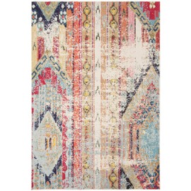 SAFAVIEH Madison Collection MAD422F Boho Chic Tribal Distressed Non-Shedding Living Room Bedroom Accent Rug, 2' x 4', Blue / Orange