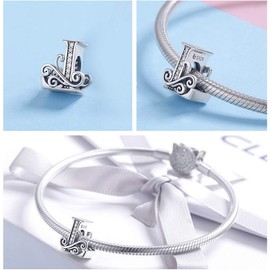 PAHALA 925 Sterling Silver 26 Letters Alphabet With Crystals Charms Beads (L)