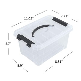 CadineUS 6-pack Clear Storage Boxes, Latching Storage Bins with Lids, 11.02'' x 7.71'' x 5.7''