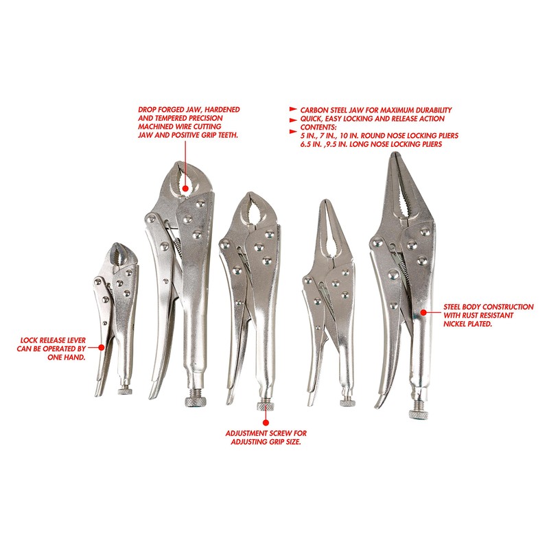 Olympia Tools Locking Pliers Set, 84-619, 5 Piece