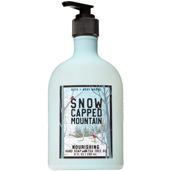 Bath and Body Works jabón de manos con tapa de nieve con aceite de árbol de té, 8 onzas líquidas (edición 2018).