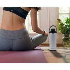 Aquatix Double Wall Insulated 21 Ounce White Bottle with Silicon Shock Scratch and Dent Resistant Boot (Turquoise)