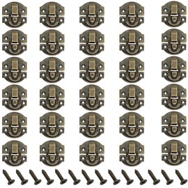 30PCS Iron Box Latch,Toggle Catch Latch Clasp,Antique Brass Decorative Hasp,Jewelry Box Lock Buckle,Hasp Lock Latch,27 * 29MM