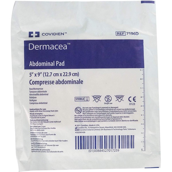 Kendall Curity Abdominal Pad Sterile 5" x 9" - Box of 36 - KND7196D_BX