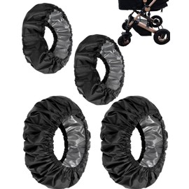 TPZORJX Pack of 4 Wheel Covers for Babies, Pram Tyre Covers, Waterproof Wheel Cover Oxford Fabric, Pushchair Wheel Cover, Dustproof Pushchair Accessories