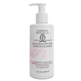Florencia Botanical Peptide Oxygen Cleanser - Oil-Free Daily Foaming Gel Face Wash for Dry, Oily, or Sensitive Skin - With Peptides, Botanicals, Glycoproteins - Revitalizing Cleanser, 6 oz