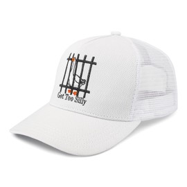 Embroidered Got Too Silly 3D Design Funny Goose Pun Humor Trucker Hat for Animal Lovers Funny Silly Goose Club Mesh Back Golfing Hat White