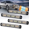 XTAUTO 4pcs 24-LED Emergency Strobe Light, Amber White Ultra-Thin Surface