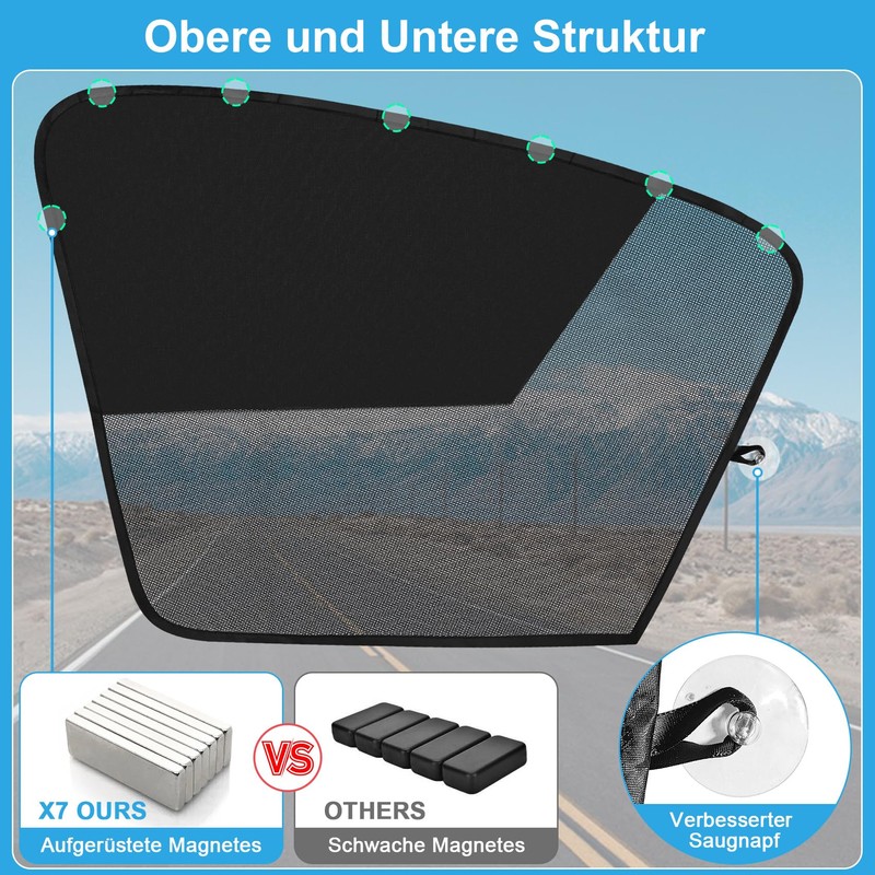 DIZA100 Sun Protection Car Baby, 2 Pack Magnetic Half Blackout