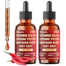 2Packs of 30ml - Cayenne Pepper Liquid Drops with Vitamin D3, Vitamin K2, Hawthorn Berry, Beet Root, Lemon, Apple Cider Vinegar, Gymnema, Moringa, Bitter Melon - Digestion Support - 120 Day Supply