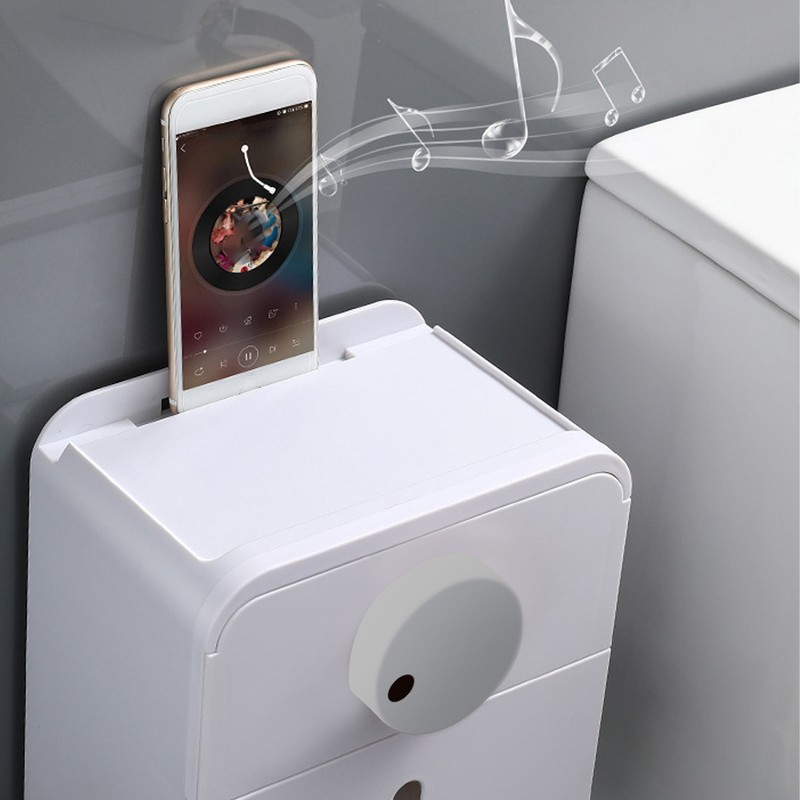 Waterproof WallMounted Toilet Roll Paper Rack Holder with Top Shelf