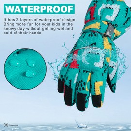 ThxToms Kids Warm Gloves Winter Waterproof Snow Gloves for Ourdoor Sports, Toddler Bulky Ski Gloves for Boys Girls