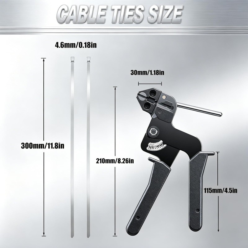300PCS Cable Ties Kit, 11.8 Inch Heavy Duty Silver Metal