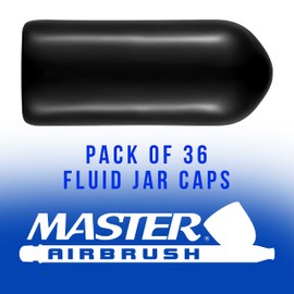 Master Airbrush Siphon Bottle Jar Adapter Cap Covers (Pack of 36) - Black Plastic Plugs, Prevent Paint Spills - Fits Single-Action, Dual-Action Bottom Feed, Suction Feed Lid Assembly Connector Fitting