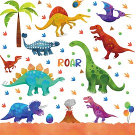 Large Dinosaurs Wall Stickers, Peel and Stick Dino Wall Decal Removable Vinyl Dinosaur Clings for Boys Kids Baby Nursery Bedroom Living Room Playroom Classroom DIY Decor
