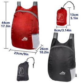 Feibmir 2 Ultra Lightweight Foldable Backpacks,Water Resistant Hiking Daypacks,Packable Rucksacks for Men Women Kids Travelling Outdoor Camping Climbing Cycling Walking