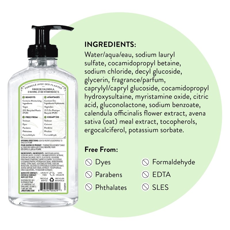 J.R. Watkins Gel Hand Soap, Scented Liquid Hand Wash for