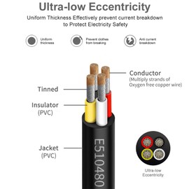 18 Gauge 4 Conductor Electrical Wire 100FT, UL 2464 18 AWG 4 Wire Cable Tinned Copper PVC Stranded 18/4 Core Wire for LED Lighting, Outdoor Low Voltage Extension Cable, Automotive etc.