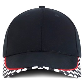 Armycrew Racing Flag Pattern Premium Cotton Cap, Fit Child to Adult Oversize - Black - 58CM