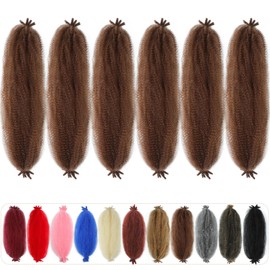 Springy Afro Twist Hair 24 inch 30# Brown Marley Hair for Faux Locs Kinky Marley Twist Braiding Hair Cuban Spring Twist Crochet Hair for Women Soft Locs Marley Braid Hair Extension by SIXERSI