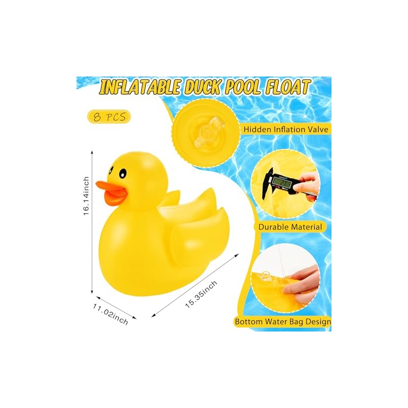 Hungdao 8 Pack Inflatable Ducks 16 Inch Large Inflatable Pool