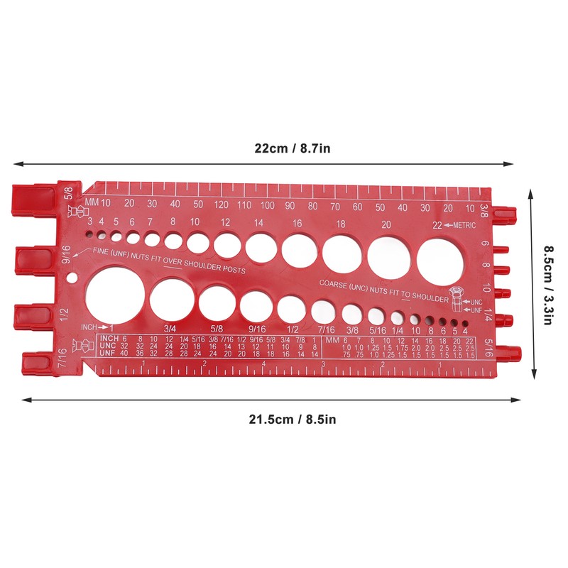 Nut Bolt Thread Gauge ABS Highly Accurate Portable Bolt Nut