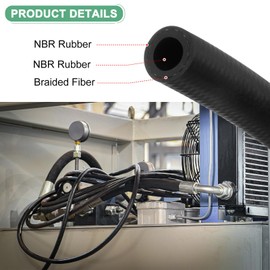 M METERXITY Fuel Line Hose, 3/8" 10mm ID 17mm OD 4.9ft Length, NBR Rubber High Pressure Heat Resistant Gas Line Hose Oil Hose W 4pcs Clamps for Automotive Fuel Systems/Steam Emission/Engines