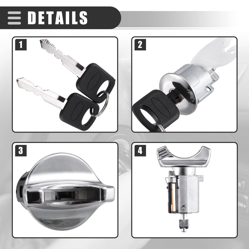 Motoforti Ignition Switch Lock Cylinder, Door Lock Cylinder Kit, for