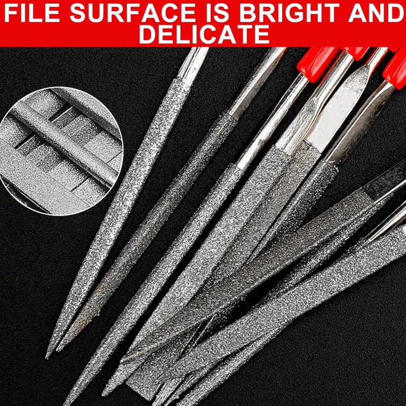 10 Pcs Mini Diamond Needle Files Set for Jewelers -