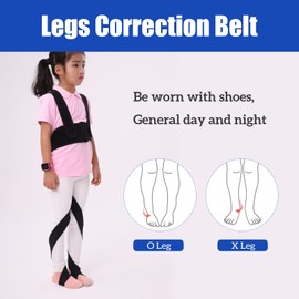 GHORTHOUD O/X Leg Type Correction Belt Leg Posture Corrector Band Bandage Unisex Teens O/X Legs Bandage Lightweight Pediatric Straighten Belt for Day and Night Black (Small)