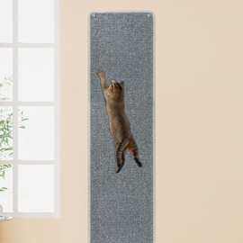 FHTONGE 71x15.8 Thickened Cat Wall Climbing Carpet with 16 Fixed Nails, Extra Large Tall Cat Scratch Pad for Wall, Wall Mounted Climbing Cat Scratcher for Furniture Couch Sofa Protector(Grey)