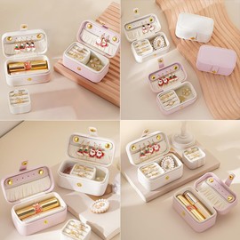 WAYUTO 2 Pack Mini Jewelry Box with Removable Ring Slots Travel Jewelry Box Jewelry Storage Case Jewelry Display Box Jewelry Organizer for Women Girls