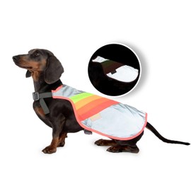 GOFLUO Luna Reflective Dog Coat - Rainbow Design - Size M – High-Visibility Vest for Dogs – Ideal for Night Walking, Outdoors Adventures