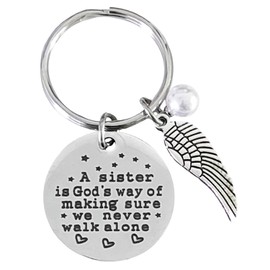 HAMIYELL Sister Gifts - A Sister is God's Way of Making Sure We Never Walk Alone Keychain Key ring for Sister’s Birthday Christmas Gifts