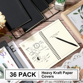 Yahenda Spiral Notebook A5 College Ruled Journal Notebooks Lined 8.3'' x 5.5'' Bulk Writing Paper Notebook for Office Business School Supplies Christmas End of Year Gift(Black,36 Pcs)