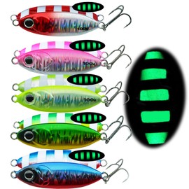 Nord Kalastus 2023 Self-Luminous Pirk Set 5 x (60 g & 100 g Selectable) Cod Bait Pirk Norway Fishing Accessories Norway Predatory Fish Bait (100 g)