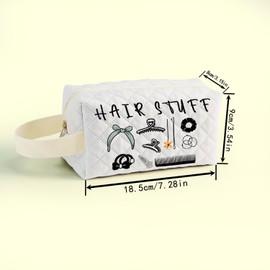 SuoSycorax Hair Stuff Organizer Printed Quilted Makeup Pouch for Women - Velvety Polyester Cosmetic Organizer w/Triple Compartments, Travel & Makeup Brush Holder