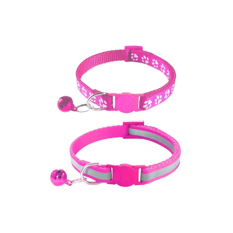 2 Pack Breakaway Cat Collars with Bells, Reflective Design and