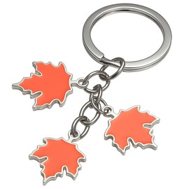 Maple Leaf Keychain with Three Vibrant Orange-Red Maple Leaf Charms, Autumn-Inspired Accessory for Bag Charms Cute Keychains Gifts for Women Girls