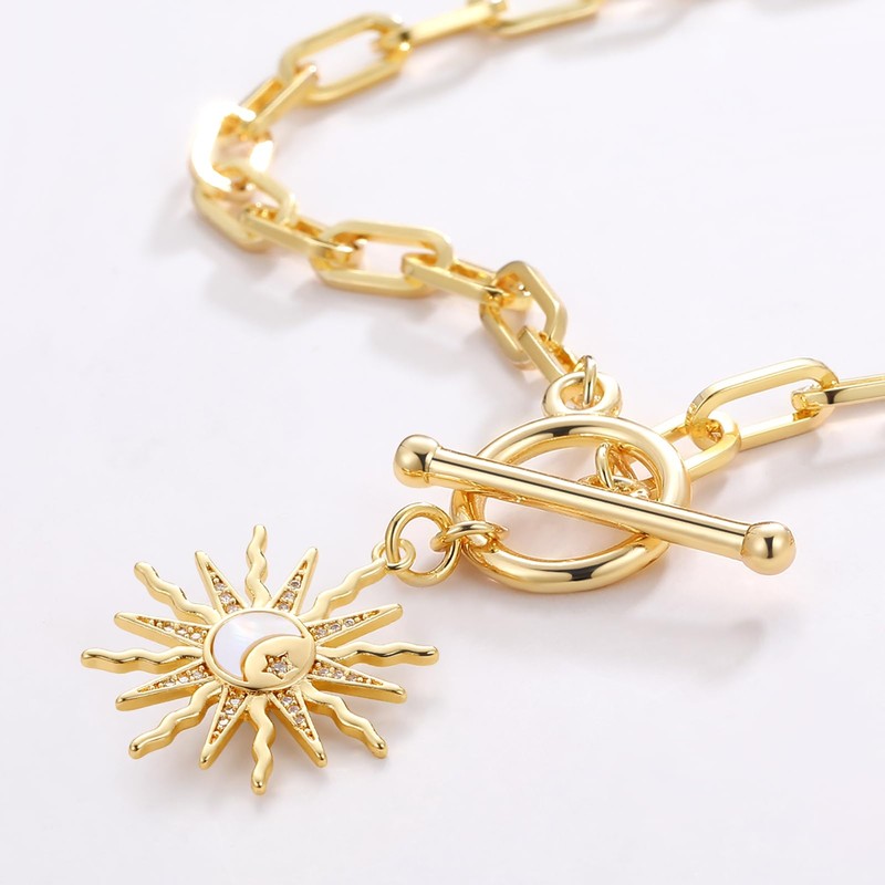 DoreenBox Paperclip Chain Necklace for Women, 18K Gold Plated Paperclip