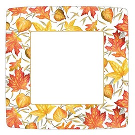 Caspari Woodland Leaves Square Paper Dinner Plates in Ivory - 8 Per Package