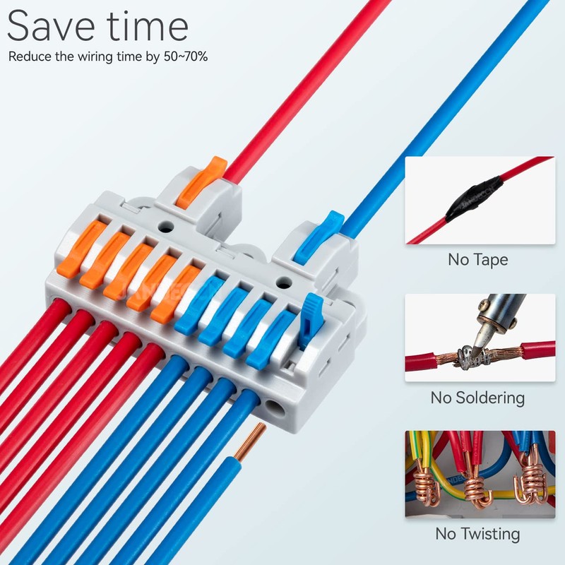 JANDECCN 6pcs DIN Rail Terminal Blocks, DIY Splicing Wire Connectors