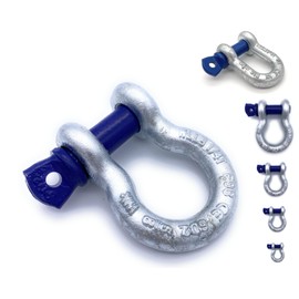Curved Shackle with Eye Bolts - 0.33t Load Capacity - 5 Pieces - Hot-Dip Galvanised Steel Corrosion Resistant - Bolt Diameter 6 mm - Certified & Heavy Duty - Choice of Size & Quantity - 0.33t to 25t