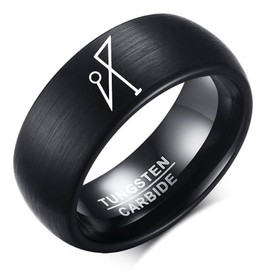 Zosing 8MM Sigil of Archangel Michael Protection Courage Strength Tungsten Carbide Comfort Fit Ring Gift, Black