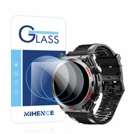 MIHENCE Screen Protector for S66 1.52-Inch Smart Watch, 9H Tempered Glass Protective Film Compatible for Jdcrsj/Lyaarka/Bvlrksc/Brhgph S66 Military Smart Watch (3PCS), transparent