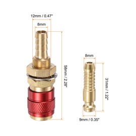 sourcing map 2pcs Gas & Water Quick Connector for Tube Inner 8mm, Red