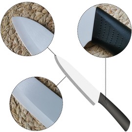 Rynal Ceramic Knife Chef Knife Meats Fruits Vegetables Knife - Sharp Ceramic Kitchen Knife with Sheath Cover - 7 Inch Black