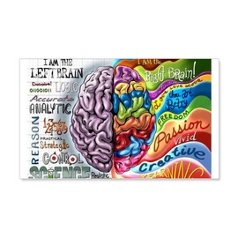 CafePress Left Brain, Right Brain 20x12 Wall Decal, Vinyl Wall Peel, Reusable Wall Cling