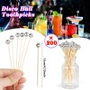 CCINEE 200pcs Disco Ball Cocktail Picks,70's Silver Bamboo Toothpicks Skewers